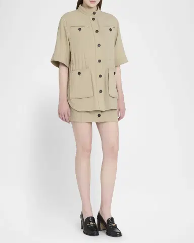 Ferragamo Belted Crepe Cotton Mini Skirt | Thumbnail 2 Ferragamo Belted Crepe Cotton Mini Skirt | Thumbnail 2