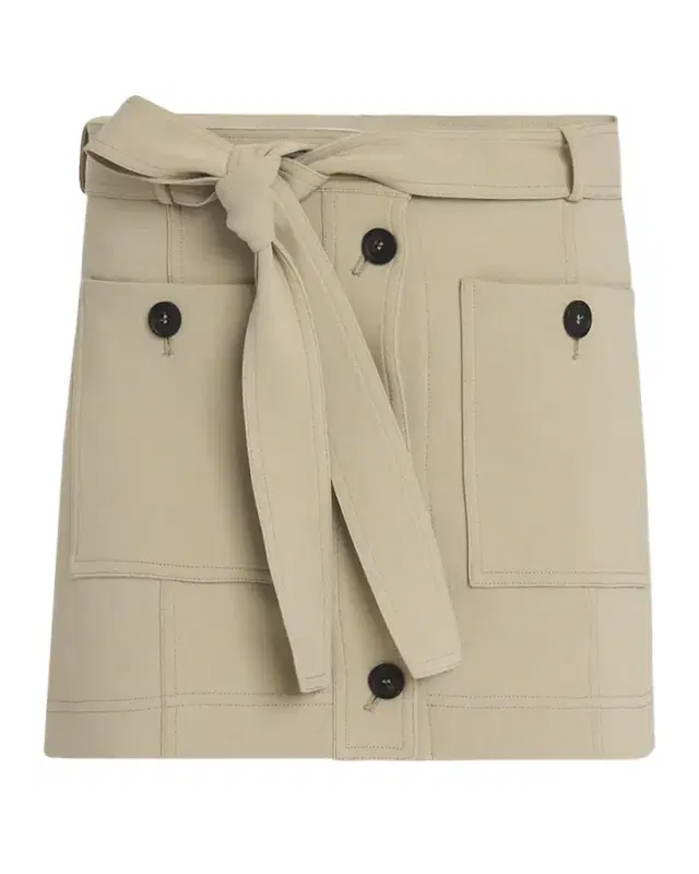 Belted Crepe Cotton Mini Skirt