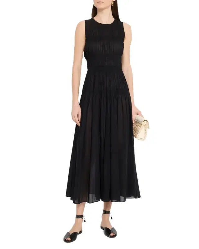 Apiece Apart Fabiana Shirred Organic Cotton Voile Maxi Dress