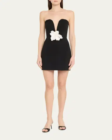 Halston Anabelle Strapless Plunge Crepe Mini Dress | Thumbnail 2 Halston Anabelle Strapless Plunge Crepe Mini Dress | Thumbnail 2