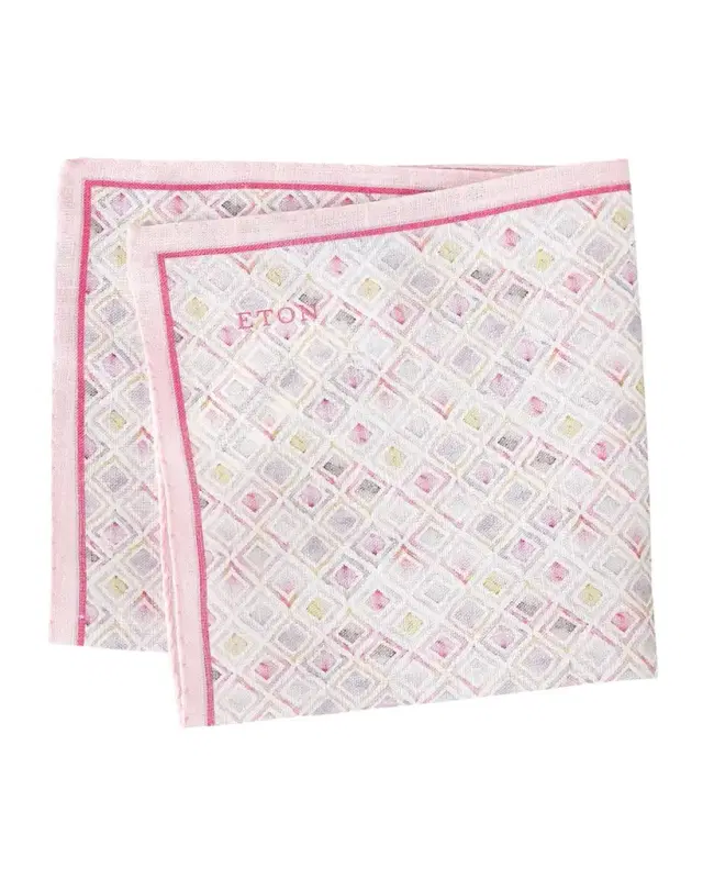 Eton Men's Diamond-Print Linen Pocket Square