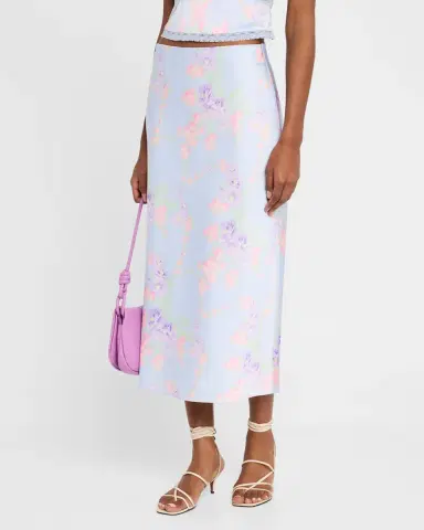 LoveShackFancy Castle Satin Floral Maxi Skirt | Thumbnail 3 LoveShackFancy Castle Satin Floral Maxi Skirt | Thumbnail 3