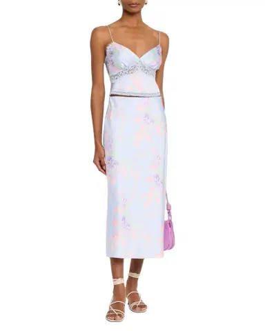 LoveShackFancy Castle Satin Floral Maxi Skirt | Thumbnail 1 LoveShackFancy Castle Satin Floral Maxi Skirt | Thumbnail 1