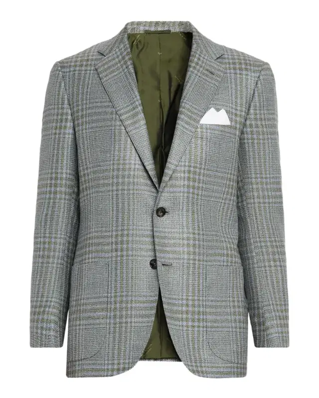 Men 's Woven Plaid Single-Breasted Sport Coat