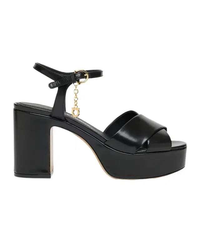 Savia Crisscross Gancini Charm Platform Sandals