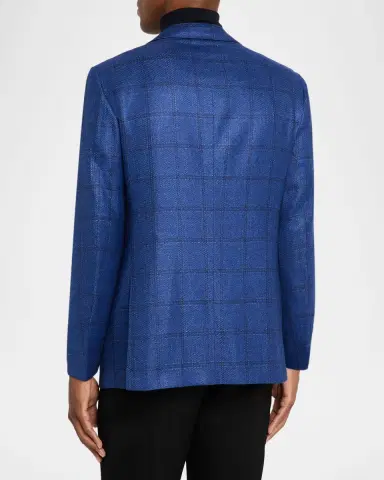 Kiton Men's Windowpane Check Single-Breasted Sport Coat | Thumbnail 3 Kiton Men's Windowpane Check Single-Breasted Sport Coat | Thumbnail 3