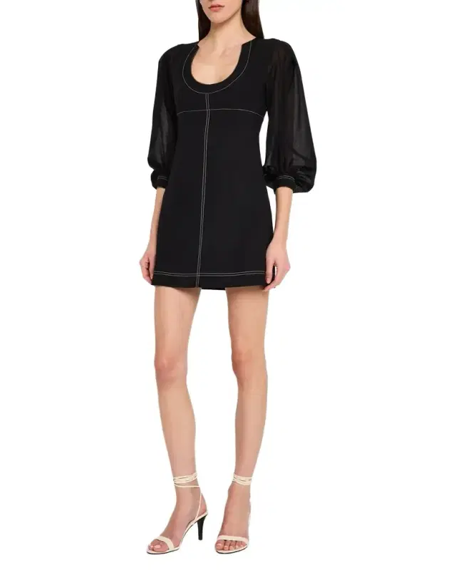 Balloon-Sleeve Mini Dress