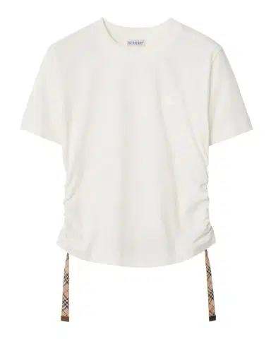 Burberry Ruched Check-Ties Short-Sleeve T-Shirt | Thumbnail 1 Burberry Ruched Check-Ties Short-Sleeve T-Shirt | Thumbnail 1
