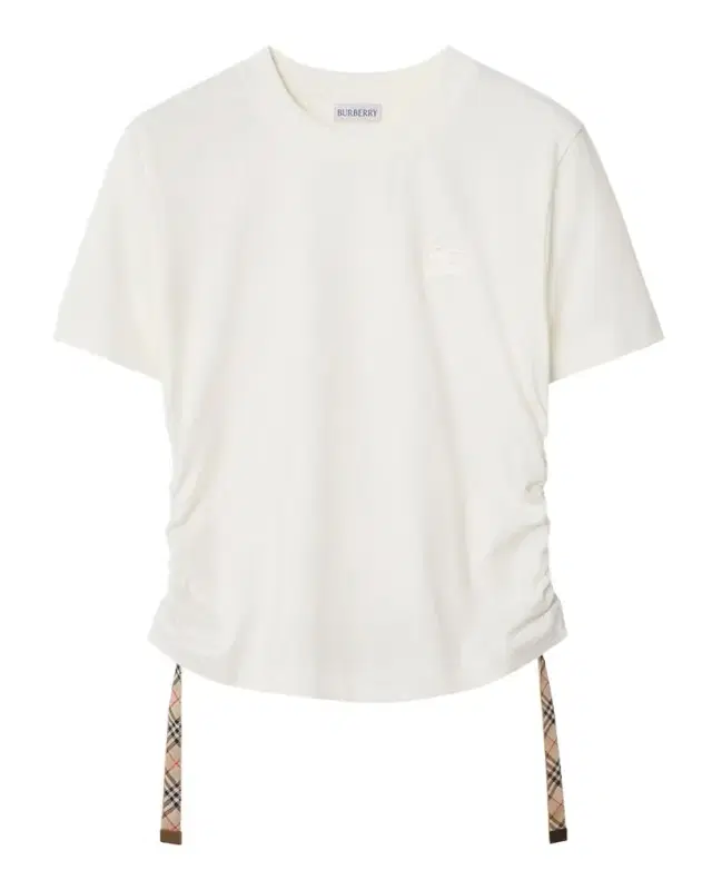 Burberry Ruched Check-Ties Short-Sleeve T-Shirt