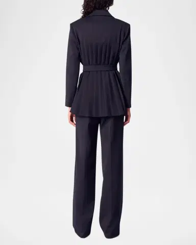Maje Villeplisse Belted Pleated Blazer | Thumbnail 3