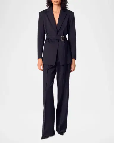 Maje Villeplisse Belted Pleated Blazer | Thumbnail 4