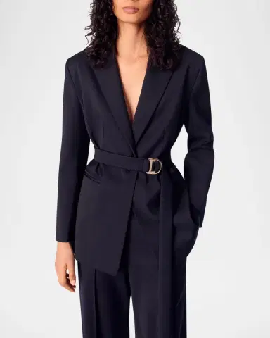 Maje Villeplisse Belted Pleated Blazer | Thumbnail 5