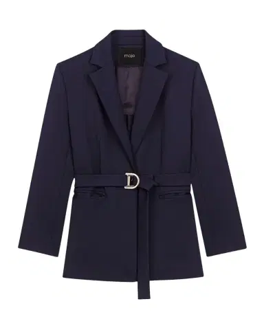 Maje Villeplisse Belted Pleated Blazer | Thumbnail 1