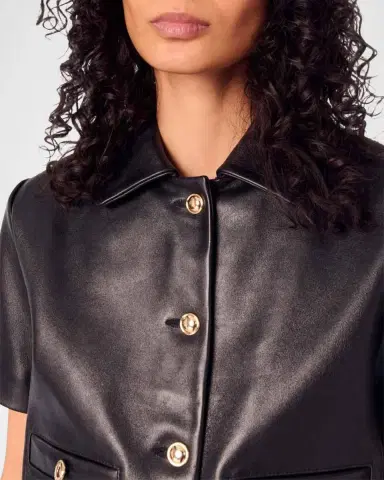 Maje Valdom Short-Sleeve Leather Blazer | Thumbnail 5