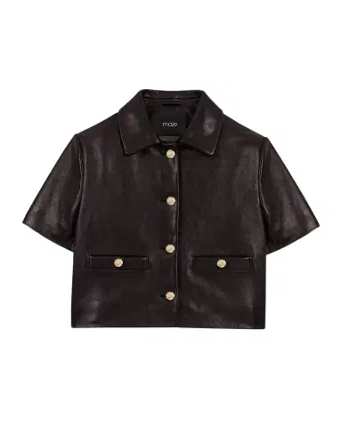 Maje Valdom Short-Sleeve Leather Blazer | Thumbnail 1