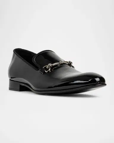 Donald Pliner Men's Patent Leather Bit Loafers | Thumbnail 2 Donald Pliner Men's Patent Leather Bit Loafers | Thumbnail 2