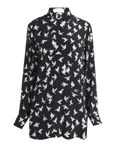 Stella McCartney Flying Bird Silk Oversized Button-Down Shirt | Thumbnail 1