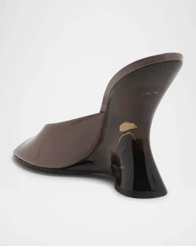 Dries Van Noten Shiny Leather Lucite-Wedge Mule Sandals | Thumbnail 3