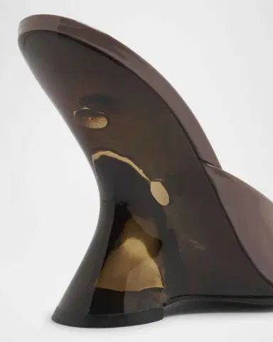 Dries Van Noten Shiny Leather Lucite-Wedge Mule Sandals | Thumbnail 4