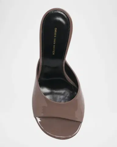 Dries Van Noten Shiny Leather Lucite-Wedge Mule Sandals | Thumbnail 5