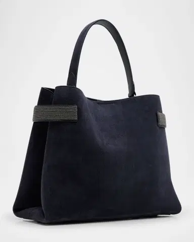 Brunello Cucinelli Essense Medium Monili Suede Top-Handle Bag | Thumbnail 3 Brunello Cucinelli Essense Medium Monili Suede Top-Handle Bag | Thumbnail 3