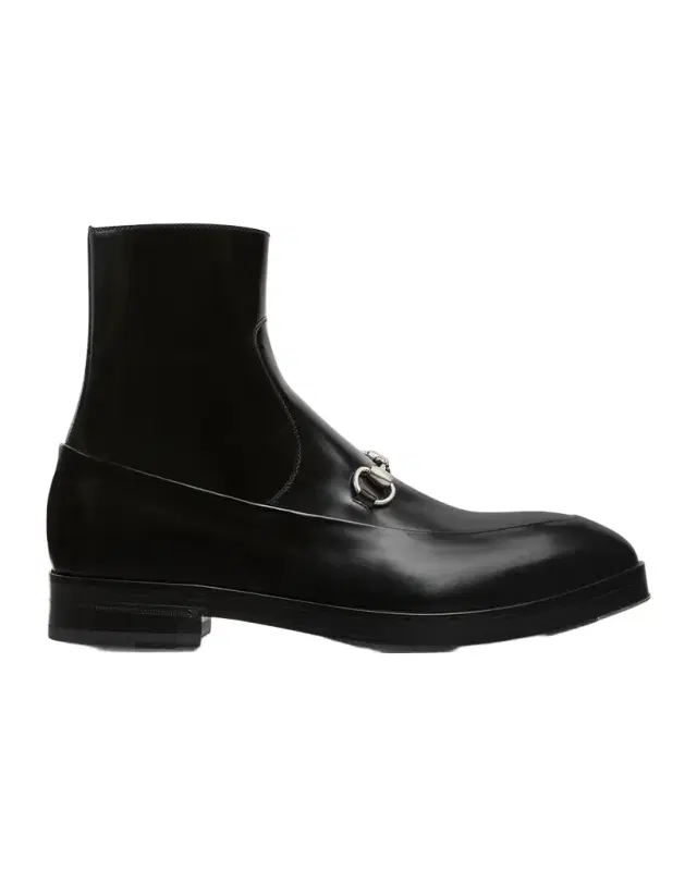 Men's Burn Leather Horsebit Ankle Boots Men's Burn Leather Horsebit Ankle Boots