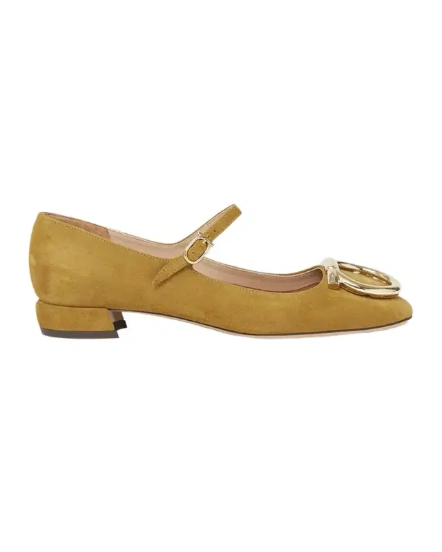 Ferragamo Marry Suede Gancini Ballerina Flats