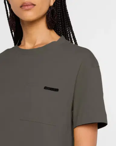 Brunello Cucinelli Crewneck T-Shirt with Monili Pocket | Thumbnail 8