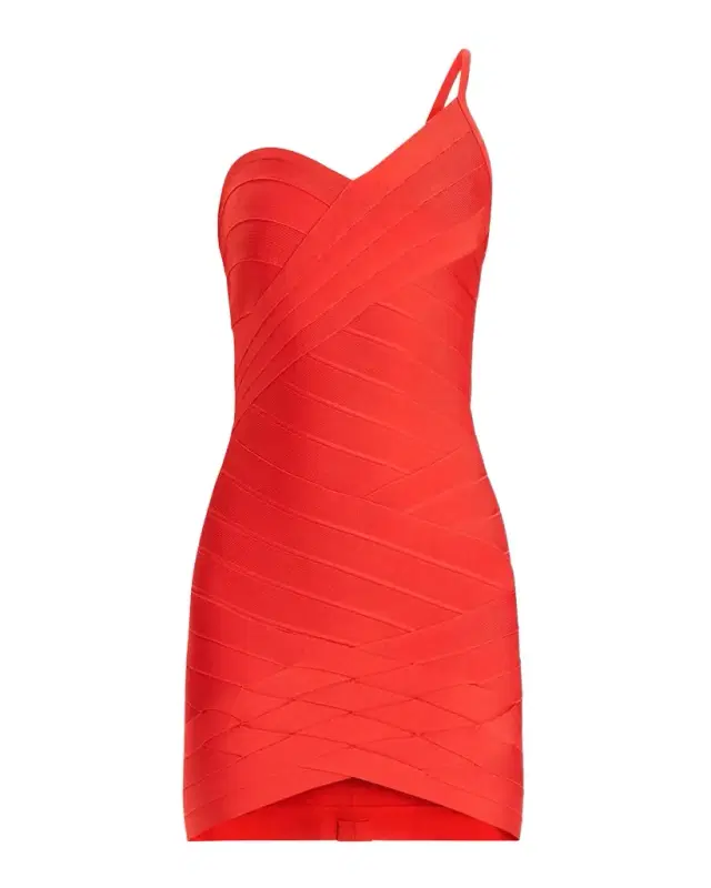 Herve Leger Ally Woven Bandage One-Shoulder Mini Dress