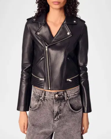 Maje Basaltm Leather Biker Jacket | Thumbnail 3