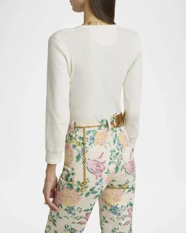 Chloé Long-Sleeve Rib Henley Top | Thumbnail 3
