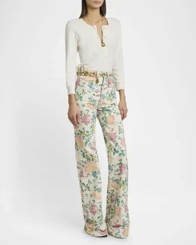 Chloé Long-Sleeve Rib Henley Top | Thumbnail 4