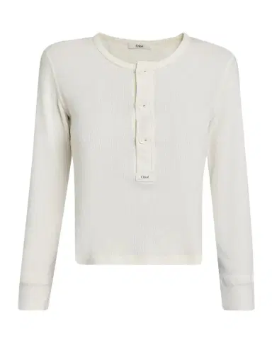 Chloé Long-Sleeve Rib Henley Top | Thumbnail 1