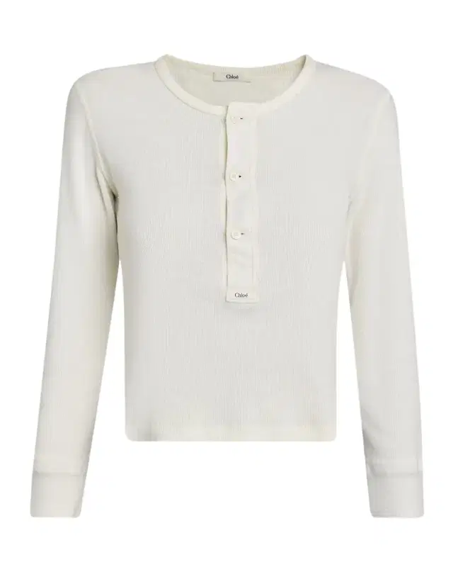 Chloe Long-Sleeve Rib Henley Top
