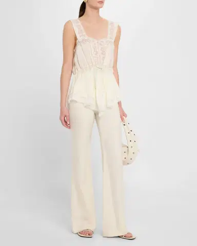 Chloé Lace-Trim Silk Sleeveless Top | Thumbnail 2