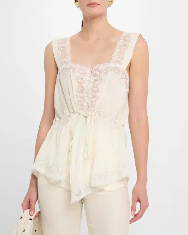 Chloé Lace-Trim Silk Sleeveless Top | Thumbnail 4