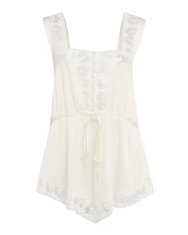 Lace-Trim Silk Sleeveless Top