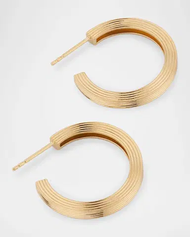 Sydney Evan Fluted Prong-Set Diamond Hoop Earrings | Thumbnail 3