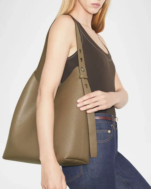 Pebbled Leather Hobo Bag