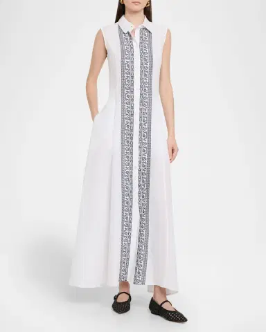 Evi Grintela Carine Sleeveless Embroidered Maxi Shirtdress | Thumbnail 2 Evi Grintela Carine Sleeveless Embroidered Maxi Shirtdress | Thumbnail 2