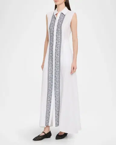 Evi Grintela Carine Sleeveless Embroidered Maxi Shirtdress | Thumbnail 4 Evi Grintela Carine Sleeveless Embroidered Maxi Shirtdress | Thumbnail 4