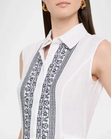 Evi Grintela Carine Sleeveless Embroidered Maxi Shirtdress | Thumbnail 5 Evi Grintela Carine Sleeveless Embroidered Maxi Shirtdress | Thumbnail 5