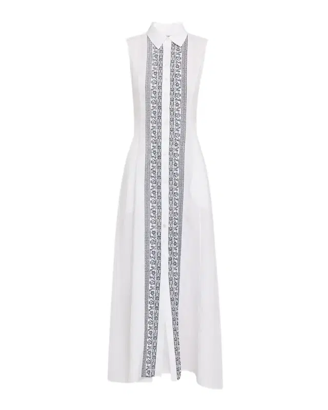 Carine Sleeveless Embroidered Maxi Shirtdress