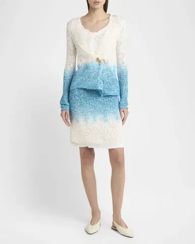 Bottega Veneta Ombre Woven Silk-Wool Skirt | Thumbnail 2