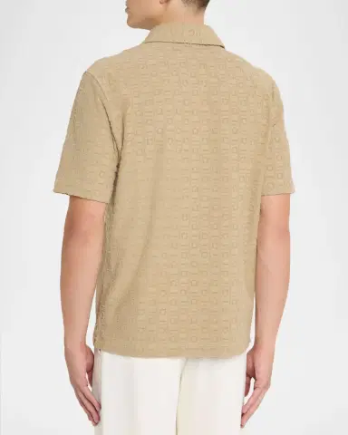 Ferragamo Men's Cotton Jacquard Gancini Monogram Polo Shirt | Thumbnail 3 Ferragamo Men's Cotton Jacquard Gancini Monogram Polo Shirt | Thumbnail 3