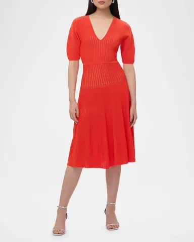 Herve Leger Lyla Dolman-Sleeve Rib Midi Dress | Thumbnail 4