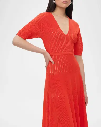 Herve Leger Lyla Dolman-Sleeve Rib Midi Dress | Thumbnail 5