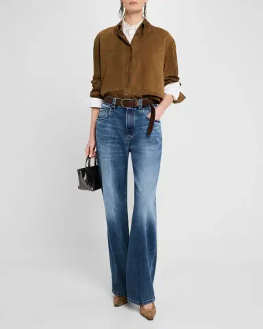 Brunello Cucinelli Suede Button-Down Shirt Jacket | Thumbnail 2