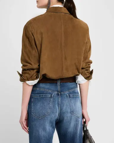 Brunello Cucinelli Suede Button-Down Shirt Jacket | Thumbnail 3