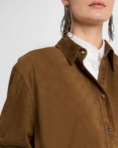 Brunello Cucinelli Suede Button-Down Shirt Jacket | Thumbnail 5